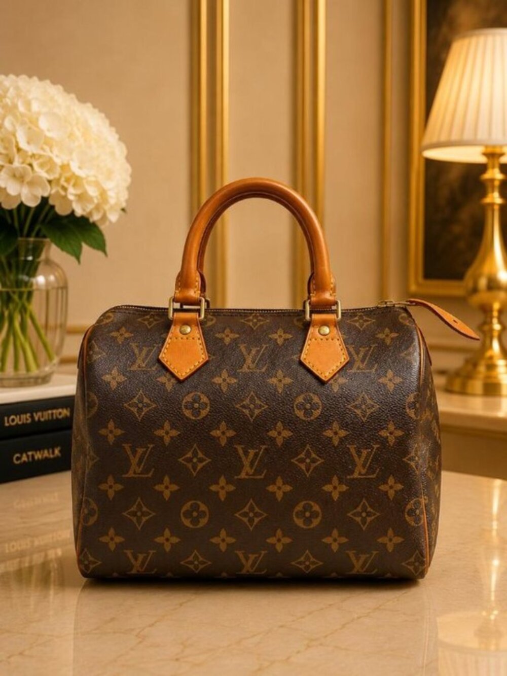 Authentic Louis Vuitton Speedy 25 Monogram Canvas Boston Top Handle Bag